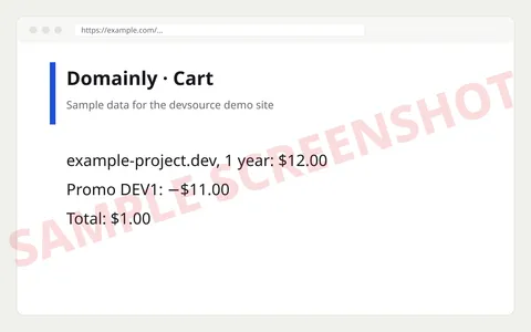 Cart total of $1.00 for a .dev domain with DEV1